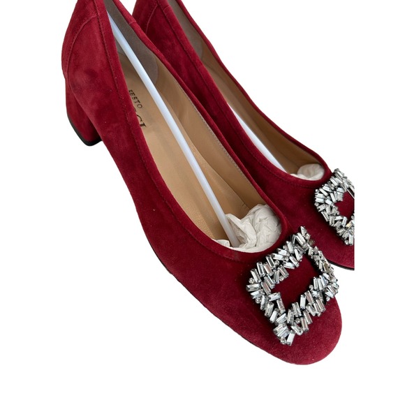 Sesto Meucci Lala Dark Red Suede Clear Stones Pump Italian MSRP $295 SZ 9 N - Picture 5 of 8